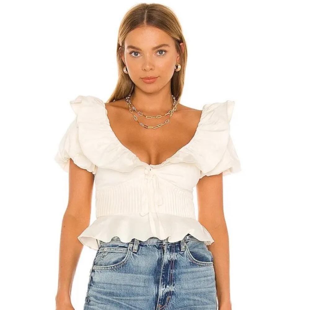 Lovers + Friends Cream Villa Blouse